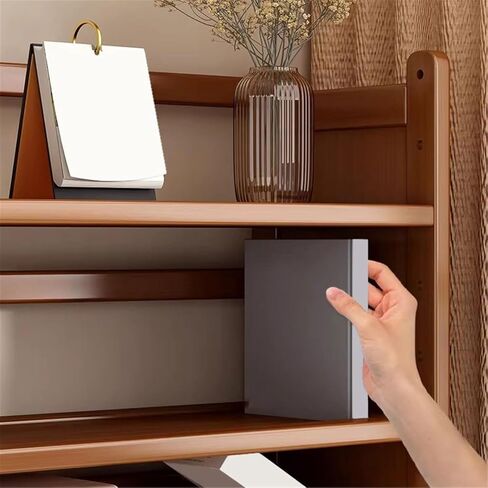 Bookcase Tabletop Minimalist Storage Rack Office Home Bamboo Two Layers Bookshelf Modern in Kuwait