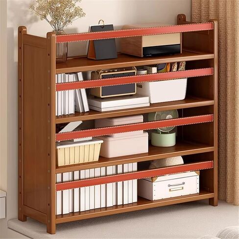 Bookcase Tabletop Minimalist Storage Rack Office Home Bamboo Two Layers Bookshelf Modern in Kuwait