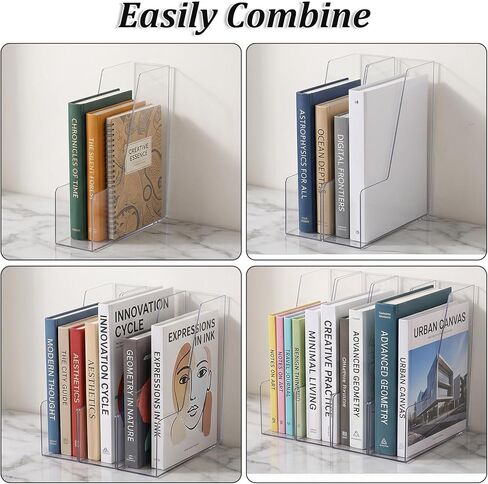 قطعتان من حامل الملفات الرأسي، منظم مكتب من الأكريليك الشفاف للمكتب، رف حامل ملفات المجلات الأكريليك، صناديق تخزين المستندات البلاستيكية للمجلات والمجلدات وأجهزة الكمبيوتر المحمولة والأظرف، موفرة للمساحة للمكتب in Kuwait