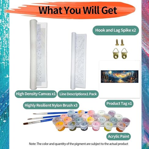 YALKIN Paint by Numbers Kit for Adults, Landscape Large Adults'paint-by-Number Kits on Canvas, DIY Acrylic Oil Painting by Numbers Kits, Perfect for Home Decor, Gifts 30x90CM /11.8x35.4in in Kuwait