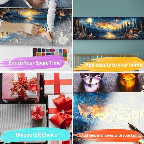 YALKIN Paint by Numbers Kit for Adults, Landscape Large Adults'paint-by-Number Kits on Canvas, DIY Acrylic Oil Painting by Numbers Kits, Perfect for Home Decor, Gifts 30x90CM /11.8x35.4in in Kuwait