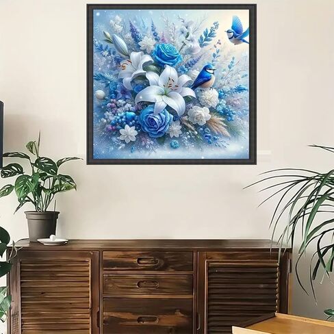 GEMFAMILY Paint by Numbers Kits for Bird, Rose Lily Flower Paint by Numbers Kit for Adults, DIY Beginners Acrylic Canvas Painting Kits for Home Wall Decor 16 x 16 Inch in Saudi Arabia