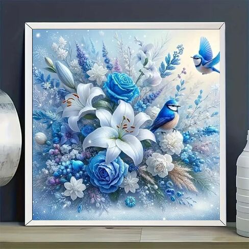 GEMFAMILY Paint by Numbers Kits for Bird, Rose Lily Flower Paint by Numbers Kit for Adults, DIY Beginners Acrylic Canvas Painting Kits for Home Wall Decor 16 x 16 Inch in Saudi Arabia