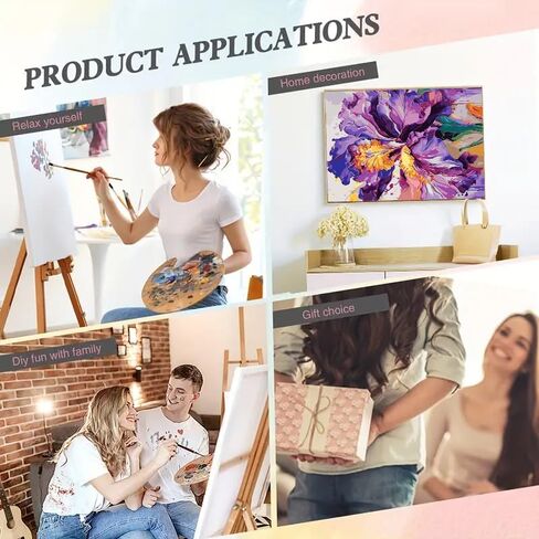 GEMFAMILY Paint by Numbers Kits for Bird, Rose Lily Flower Paint by Numbers Kit for Adults, DIY Beginners Acrylic Canvas Painting Kits for Home Wall Decor 16 x 16 Inch in Saudi Arabia