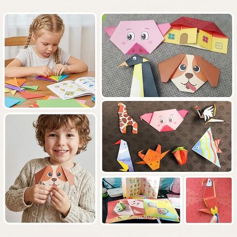 54 PCS 3D Animal Origami Paper Set, Kids Craft Kit with 27 Patterns & Instruction Book, 14x14cm Colorful Double-Sided Folding Paper for Children Arts Projects, Educational Toys Gifts for Age 3+ in Kuwait