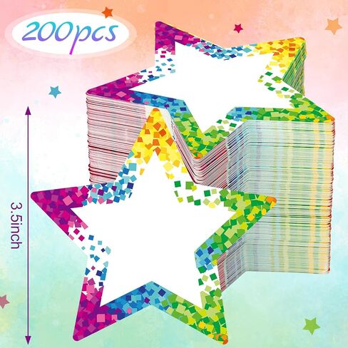 ReliThick 200 قطعة من القصاصات النجمية لديكور الفصل الدراسي 3.5 بوصة لوحة إعلانات ورقية نجمة ديكور DIY Craft Office School Projects لوازم الحفلات العودة إلى المدرسة الديكور in Kuwait