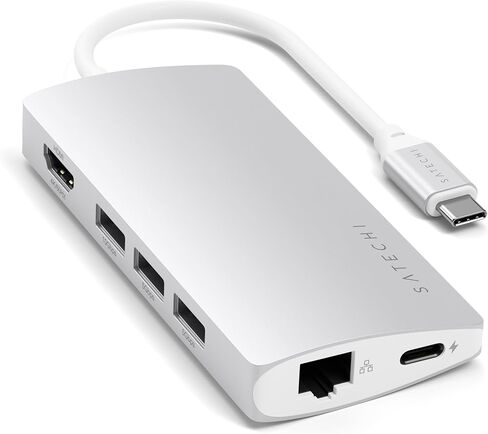 محول Satechi USB C Hub متعدد المنافذ V3، دونجل USB C 8 في 1 مع HDMI 8K، شحن USB-C PD بقدرة 85 وات، 4 منافذ بيانات USB-C، إيثرنت، قارئ بطاقة SD لنظام التشغيل Mac، Windows - رمادي فلكي in Kuwait