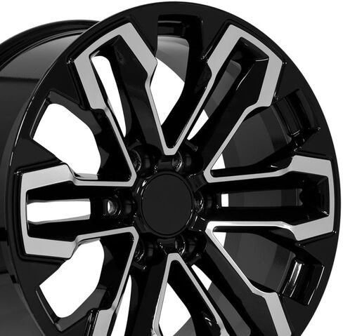 إطارات OE Wheels CV69 مقاس 20 بوصة تناسب طراز Silverado 1500 6x139.7 20x9 أسود لامع - هولاندر 5905 (1) in Kuwait