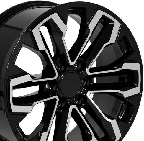 إطارات OE Wheels CV69 مقاس 20 بوصة تناسب طراز Silverado 1500 6x139.7 20x9 أسود لامع - هولاندر 5905 (1) in Kuwait