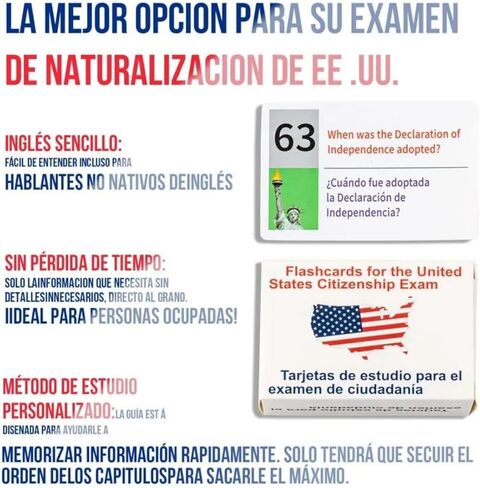 US Citizenship Naturalization Test Flash Cards, 100 USCIS Civics Questions and Answers, Educational Study Learning Flashcards for Exam Preparation in Saudi Arabia