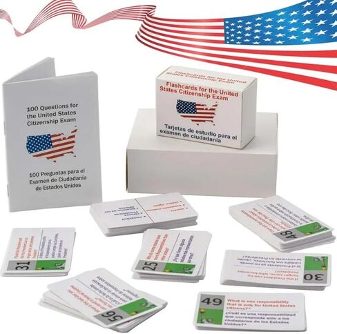 US Citizenship Naturalization Test Flash Cards, 100 USCIS Civics Questions and Answers, Educational Study Learning Flashcards for Exam Preparation in Saudi Arabia