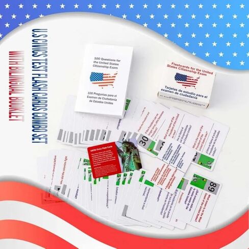 US Citizenship Naturalization Test Flash Cards, 100 USCIS Civics Questions and Answers, Educational Study Learning Flashcards for Exam Preparation in Saudi Arabia
