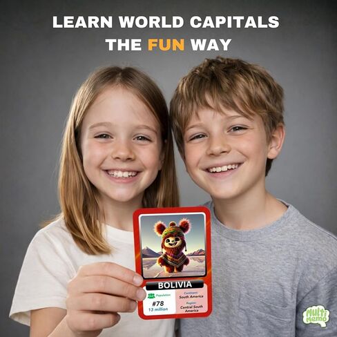 Countries, Capitals & Flags Flash Cards – Geography Learning Game for Kids – Educational Card Set for Classroom, Homeschool & ESL – World Facts, Memory Game – Ages 6+ in Saudi Arabia