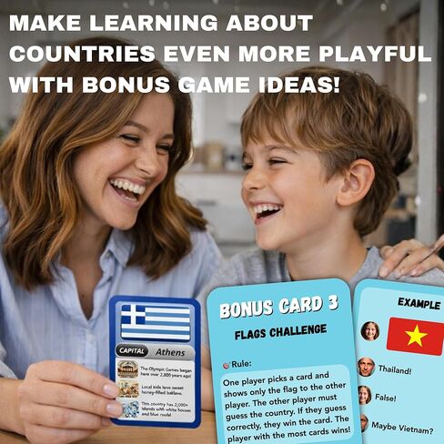 Countries, Capitals & Flags Flash Cards – Geography Learning Game for Kids – Educational Card Set for Classroom, Homeschool & ESL – World Facts, Memory Game – Ages 6+ in Saudi Arabia