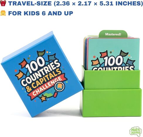 Countries, Capitals & Flags Flash Cards – Geography Learning Game for Kids – Educational Card Set for Classroom, Homeschool & ESL – World Facts, Memory Game – Ages 6+ in Saudi Arabia
