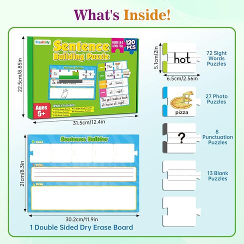 Sentence Building for Kids,Sight Word Puzzles for Kindergarten 1st 2nd Grade,Speech Therapy Materials ESL Special Education Classroom Must Haves Reading Games Learning Activities Homeschool in Saudi Arabia