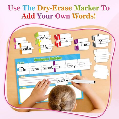 Sentence Building for Kids,Sight Word Puzzles for Kindergarten 1st 2nd Grade,Speech Therapy Materials ESL Special Education Classroom Must Haves Reading Games Learning Activities Homeschool in Saudi Arabia