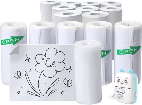 10 Rolls Thermal Paper, Glossy Thermal Printer Paper for Mini Portable Printer, 57 x 25mm, Thermal Labels for Most Pocket Printer in Saudi Arabia