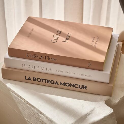 Coffee Table Books set of 3 Decorative Books Neutral Room Decor Aesthetic Shelf Decor Beige White Earth Tones Real Blank Pages Removable Covers Home Décor Accents Fake Books for Decoration in Saudi Arabia