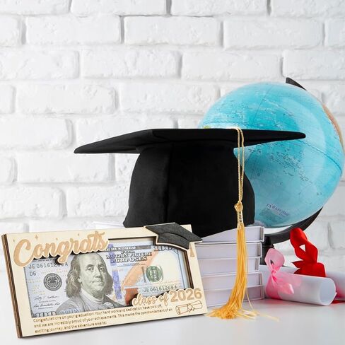 حامل أموال التخرج 2026 للنقود، حامل أموال خشبي مع مظروف، فئة 2026 هدايا التخرج لخريجي المدارس الثانوية والكليات، حاملات إبداعية للنقود أو بطاقات الهدايا in Kuwait
