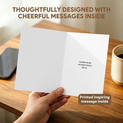 Decorably 20 Pack Foiled & Glittery 5x7in Assorted Congratulations Cards with Envelopes & Stickers, 10 Folded Charming Designs for New Job, Baby Announcements, with Printed Message Inside in Kuwait
