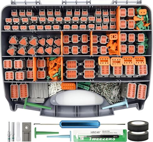 28 Sets 2 Pin DT Waterproof Connector Kit, Deutsch Automotive Electrical Butt, IP68 Waterproof Connectors Plug with 56 Pairs 16# Stamped Contacts for Car Truck Boat (28 Set 2 PIN Kits & Removal Tool) in Saudi Arabia