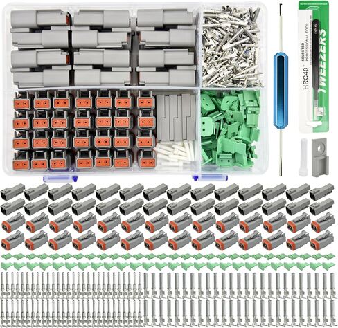 28 Sets 2 Pin DT Waterproof Connector Kit, Deutsch Automotive Electrical Butt, IP68 Waterproof Connectors Plug with 56 Pairs 16# Stamped Contacts for Car Truck Boat (28 Set 2 PIN Kits & Removal Tool) in Saudi Arabia
