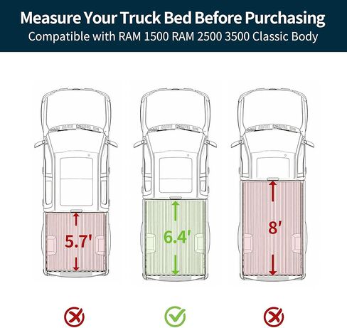 OEDRO Hard Tri-Fold Low-Profile Tonneau Cover Fit for Dodge Ram 1500 Classic 2009-2024, for Dodge Ram 2500 3500 2010-2026 with 6.4ft Bed Without Rambox in Kuwait