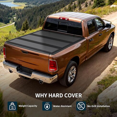 OEDRO Hard Tri-Fold Low-Profile Tonneau Cover Fit for Dodge Ram 1500 Classic 2009-2024, for Dodge Ram 2500 3500 2010-2026 with 6.4ft Bed Without Rambox in Kuwait