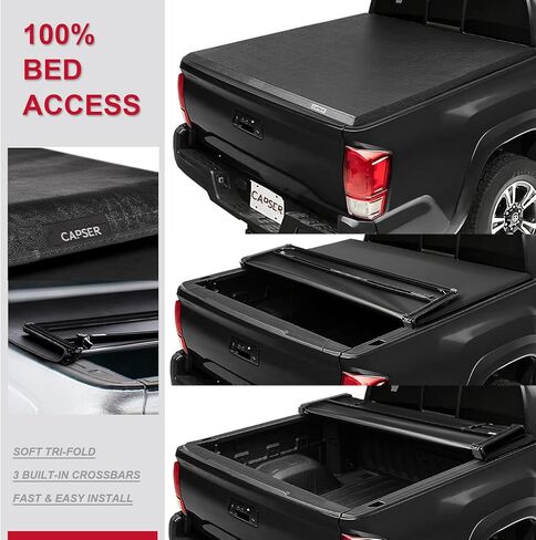 CAPSER Tacoma 5FT Soft Tri Fold Tonneau Cover Compatible with 2016-2023 Toyota Tacoma (Excl. Trail) 60.5Inch Truck Bed in Saudi Arabia