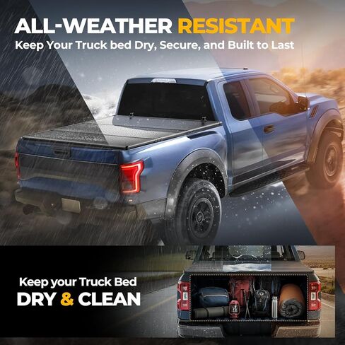 غطاء تونيو لسرير الشاحنة الصلب ثلاثي الطي من Auto Dynasty FRP متوافق مع سرير تويوتا تاكوما 2016-2025 بطول 5 أقدام، مطلي بمسحوق أسود in Kuwait
