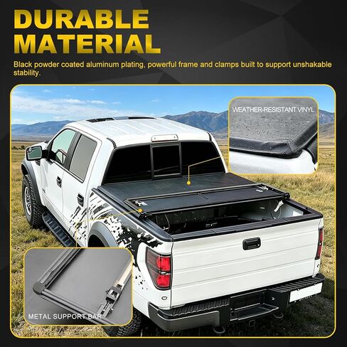 Soft Vinyl Tri-Fold Pickup Truck Bed Tonneau Cover Compatible with 1989-1995 Toyota Pickup 1995-2004 Toyota Tacoma with 6 Ft Fleetside Bed, Black in Saudi Arabia