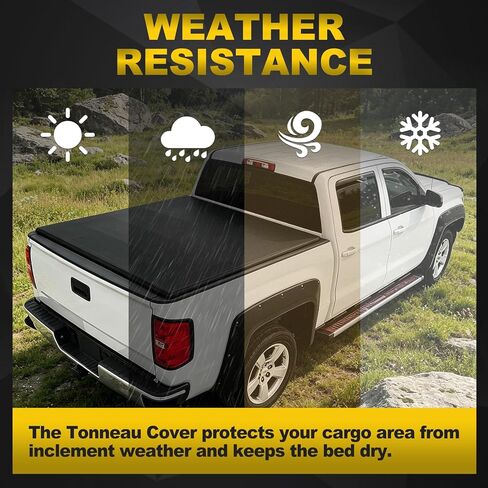 Soft Vinyl Tri-Fold Pickup Truck Bed Tonneau Cover Compatible with 1989-1995 Toyota Pickup 1995-2004 Toyota Tacoma with 6 Ft Fleetside Bed, Black in Saudi Arabia
