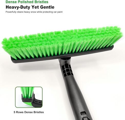 SEAAES 45 Inch Snow Brush with 5.2" Extra Wide Ice Scraper for Car, Extendable Snow Scraper with Foam Grip, 360° Pivoting Brush for SUV Truck Jeep Vehicle Windshield Window - Green in Saudi Arabia
