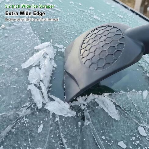 SEAAES 45 Inch Snow Brush with 5.2" Extra Wide Ice Scraper for Car, Extendable Snow Scraper with Foam Grip, 360° Pivoting Brush for SUV Truck Jeep Vehicle Windshield Window - Green in Saudi Arabia