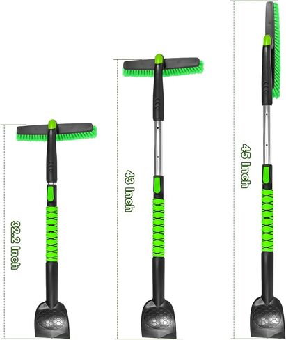 SEAAES 45 Inch Snow Brush with 5.2" Extra Wide Ice Scraper for Car, Extendable Snow Scraper with Foam Grip, 360° Pivoting Brush for SUV Truck Jeep Vehicle Windshield Window - Green in Saudi Arabia