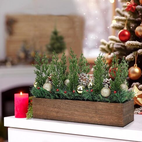 Spring Table Centerpiece, Farmhouse Arrangement Artificial Green Pine Branches with Xmas Bauble Pine Branches Berries Centerpieces for Holiday New Year Holiday Party Home Decoration(Red) in Saudi Arabia