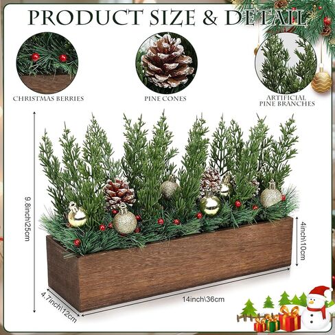 Spring Table Centerpiece, Farmhouse Arrangement Artificial Green Pine Branches with Xmas Bauble Pine Branches Berries Centerpieces for Holiday New Year Holiday Party Home Decoration(Red) in Saudi Arabia
