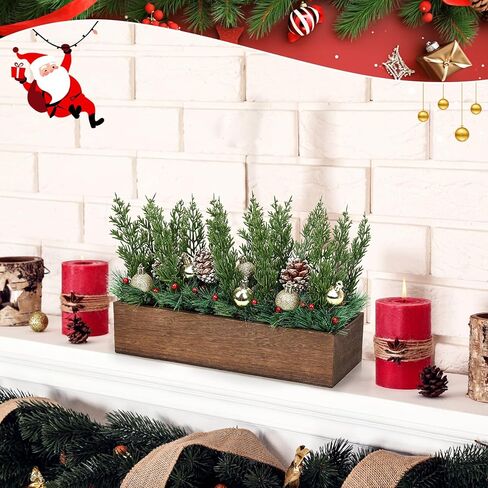 Spring Table Centerpiece, Farmhouse Arrangement Artificial Green Pine Branches with Xmas Bauble Pine Branches Berries Centerpieces for Holiday New Year Holiday Party Home Decoration(Red) in Saudi Arabia