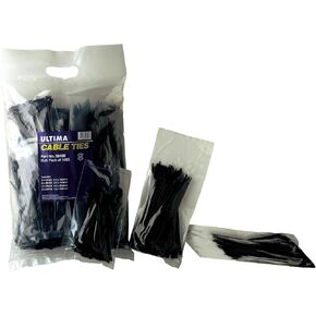 Ultima Cable Ties 12" x 3/16", black, 1000 count