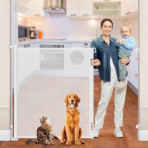 48" Tall Baby Gate Retractable Baby Gate Extra Tall Gates for Cats 85" Wide Tall Mesh Baby Gate Retractable Tall Mesh Dog Gate Retractable Outdoor Gate Extra Long Retractable Pet Gate for Dogs Indoor