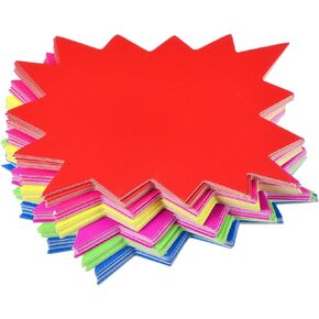 MECCANIXITY Blank Star Burst Sale Signs Price Tags Fluorescent Star Pricing Labels 90x70mm 6 Colors for Retail Sales Pricing, Pack of 120