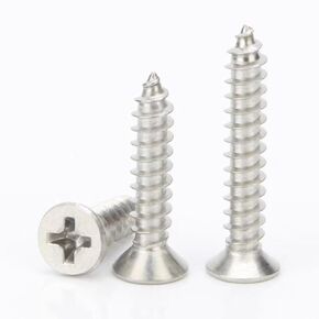 Metric M4.2x1/2"- M4.2x2-3/8" (180 pcs) 304 Stainless Steel Sheet Metal Screw Kit, Phillips Flat Head Self-Tapping Screws Woodworking Screw Kit
