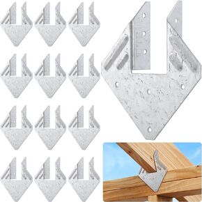 Lnrueg 12 PCS 18-Gauge Hurricane Ties, Galvanized Steel Joist Hangers, Roof Trusses Connector, Heavy Duty Joist Hangers for Wooden Joists, Rafters, Timber Structures, Resist Strong Wind and Shaking