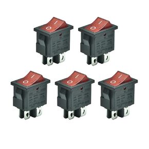 5pcs Snap-in DPST Mini Rocker Switch On-Off 6A/250VAC 10A/125VAC T85 (Black)