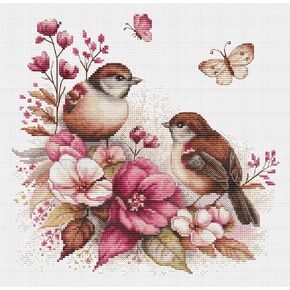 Luca-S Cross Stitch Kit - The Birds- Spring, B2420, Counted Cross Stitch Kit for Adults, Embroydery Kit