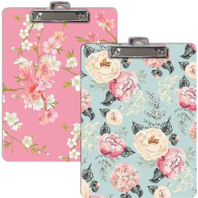 Better Office Products Fashion Clipboard (2 Pack), Standard A4 Letter Size, 12.5" x 9", Wooden Clipboard, Low Profile Clip with Retractable Hanging Tab, Decorative Clipboard (Abstract Art Designs)