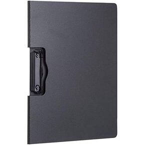 File Cover Folder Clipboard, Profile Clip File Folder, 360 Degree Flip Writing Pad, PP File Clipboard for A4 and Letter Size Business, Office, School Papers - Horizontal, Black