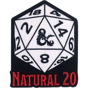 Ata-Boy Dungeons and Dragons Natural 20 3" Full Color Embroidery Iron-On Patch Gift and Merchandise