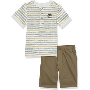 Timberland Boys 2 Pieces Short Set, Heather/Olive, 5 US
